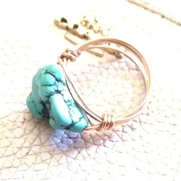 Size 8 ~ Turquoise Magnesite Nugget Ring! Boho  meets Bougie Beachside Charm! - Picture 7 of 13